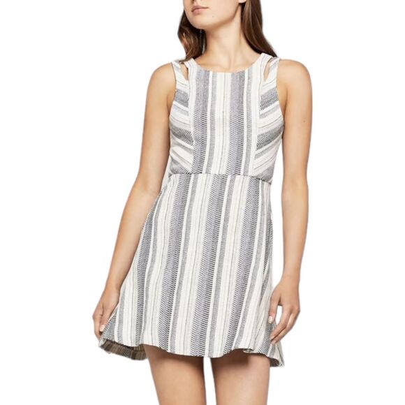 BCBGeneration Variegated Stripe Swing Dress Black Ivory size 6 - Picture 1 of 11
